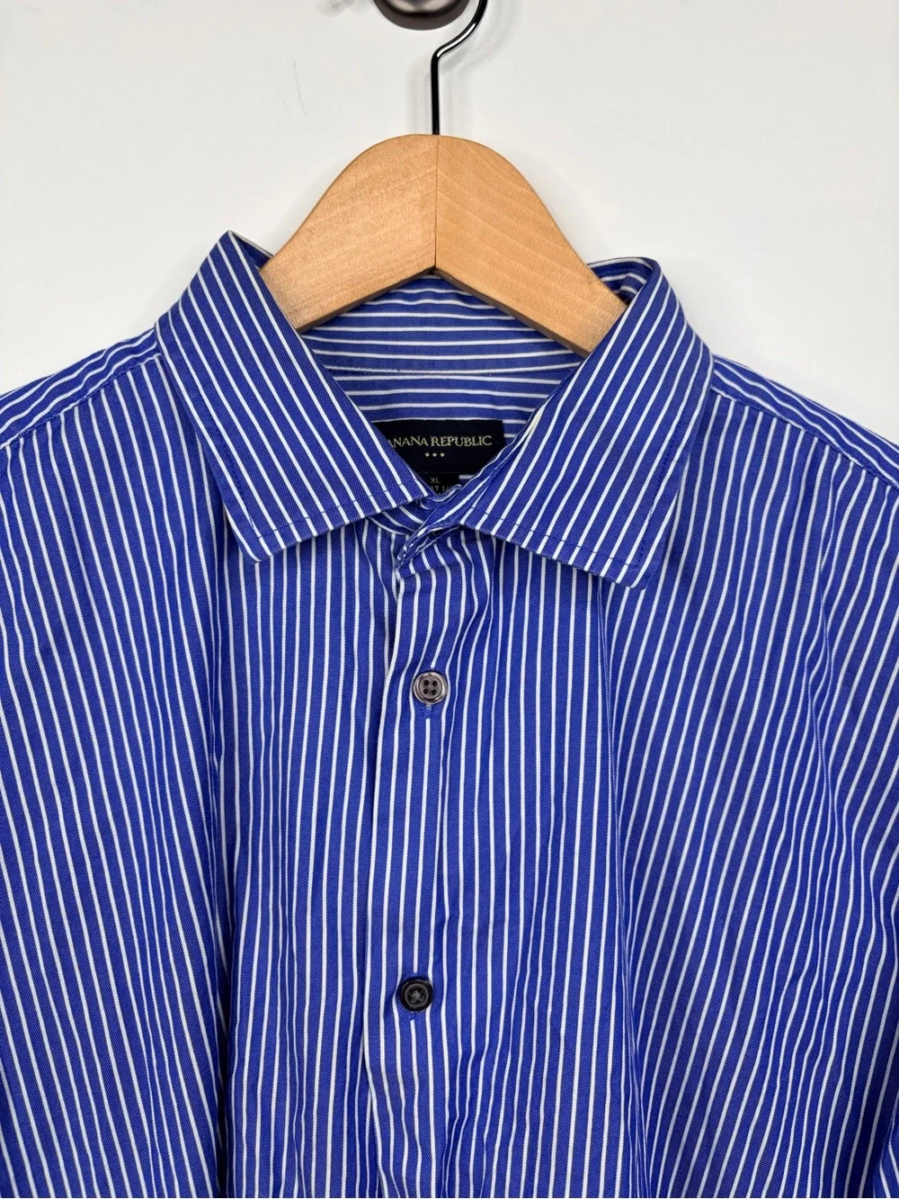 Banana Republic Royal Blue and White Striped Dress Shirt